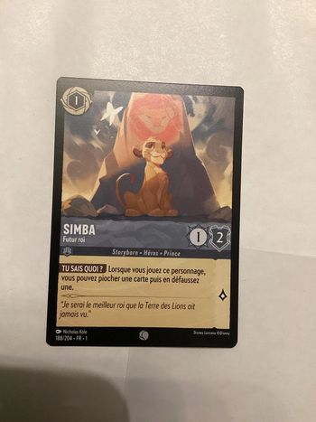 carte disney ravensburger lorcana FR simba héros 188/204.FR.1  Non foil première édition
