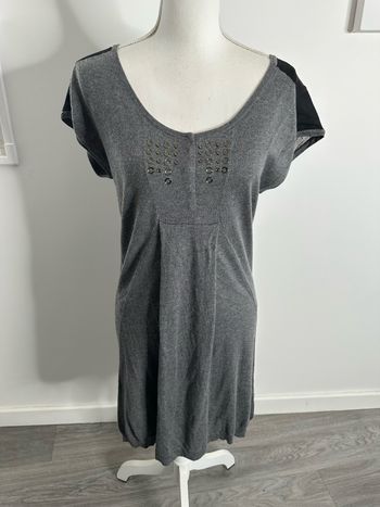 Robe grise et noire en bambou laine lin et cachemire One Step T38 M