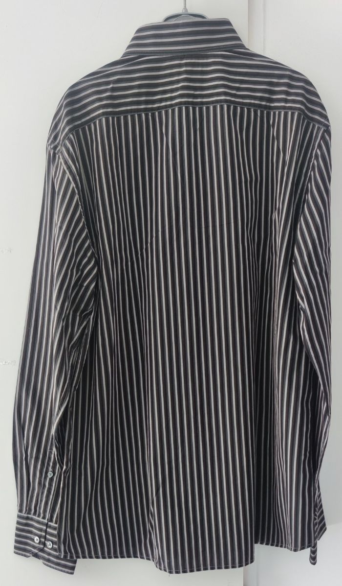 Chemise à manches longues pour homme marque Celio couleur noire à rayure blanche taille XL - photo numéro 2
