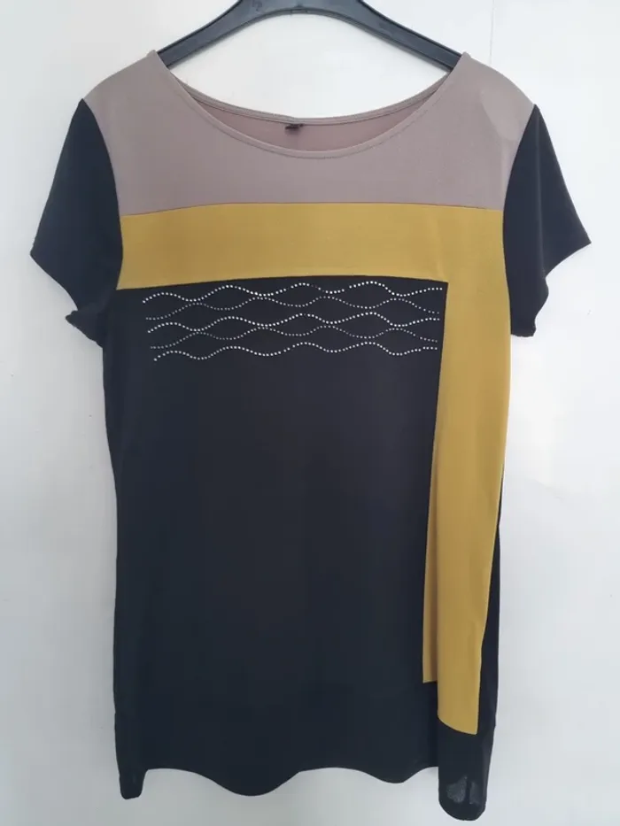 T-shirt long / blouse tricolore