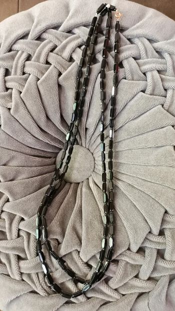 Collier sautoir ancien perles verre facettées