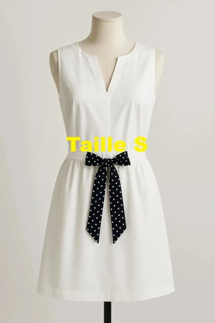Robe blanche / crème nœud bleu marine à pois Vero Moda Taille S