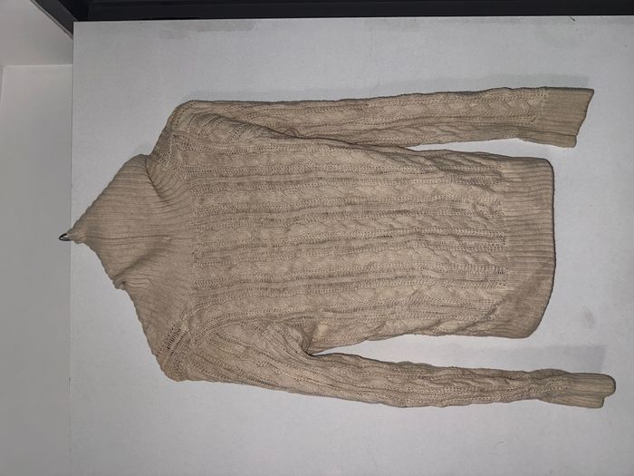 Pull Crème Torsadé Col Roulé 100% Coton – Jeanne Pierre – Taille S - photo numéro 2