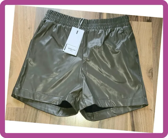 Short Kaki en simili cuir Taille S (36/38), NEUF avec étiquette - photo numéro 4