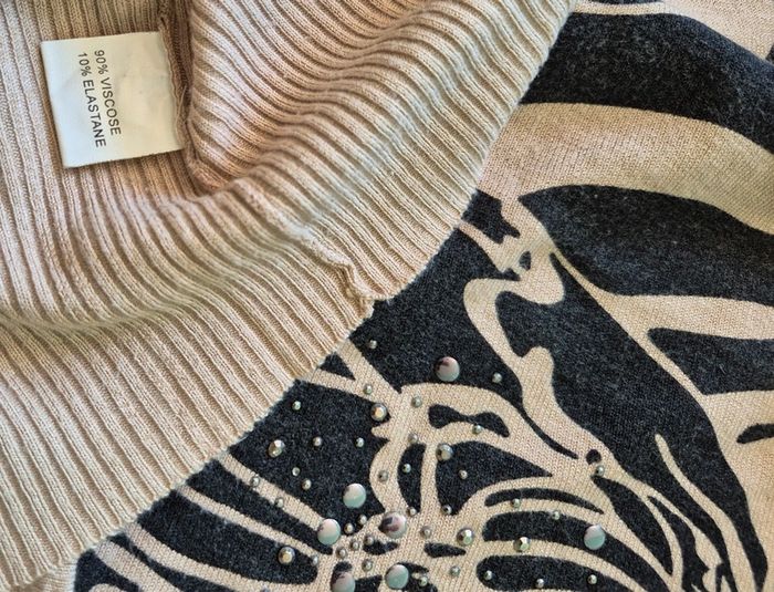 Pull femme beige imprimé 38 Miss 83 - photo numéro 7