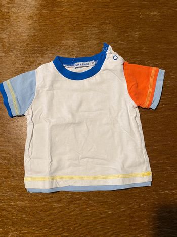 T-shirt manche courte blanc bleu orange
