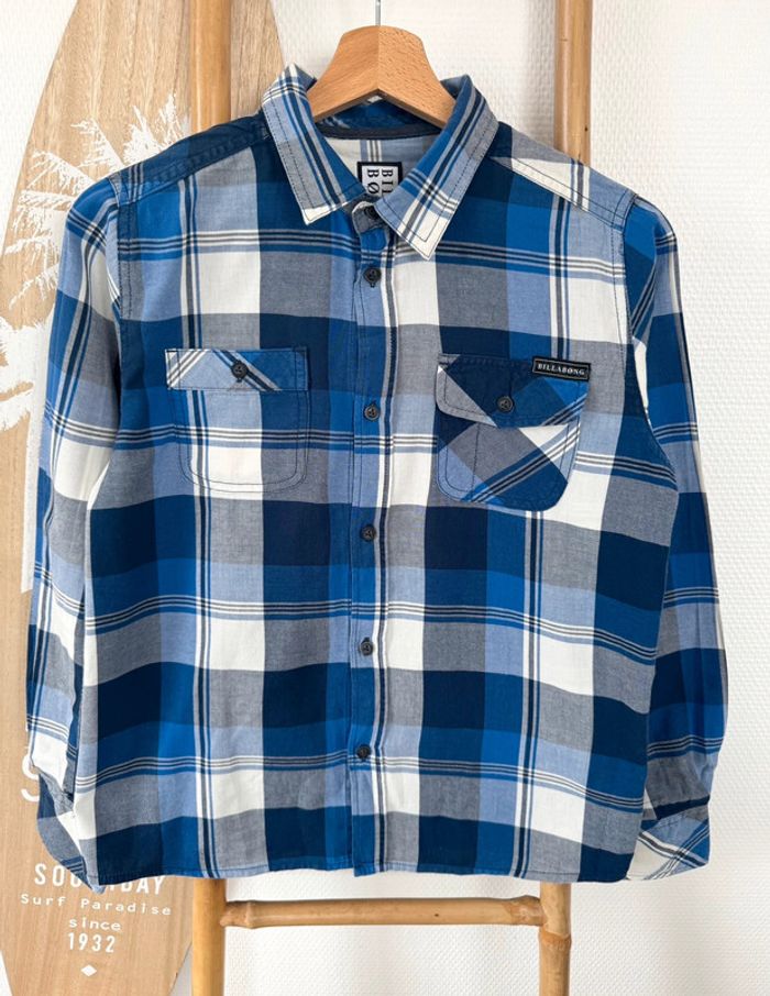 Billabong - Chemise bleue à carreaux manches longues 12 ans