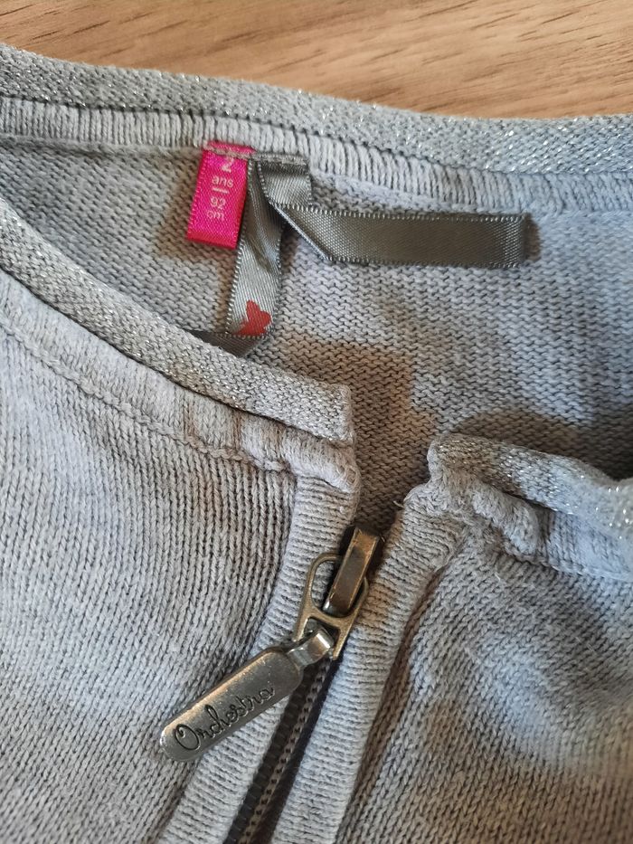 Gilet zippé  fille gris clair Orchestra 2 ans - photo numéro 2