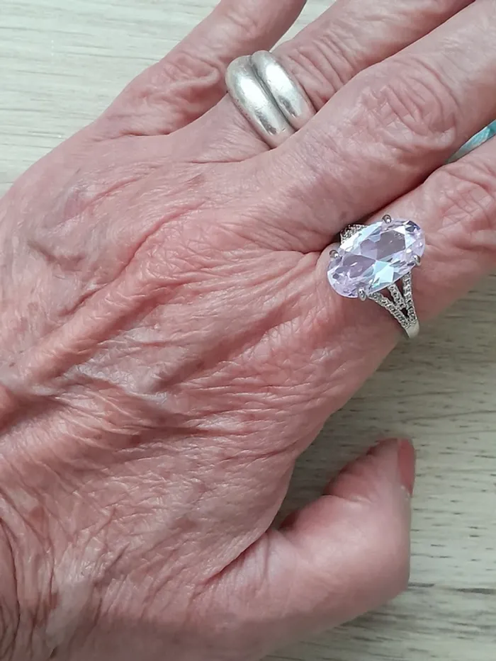 Bague style classique, ovale 4 griffes, grande pierre, strass taille 60 - photo numéro 5