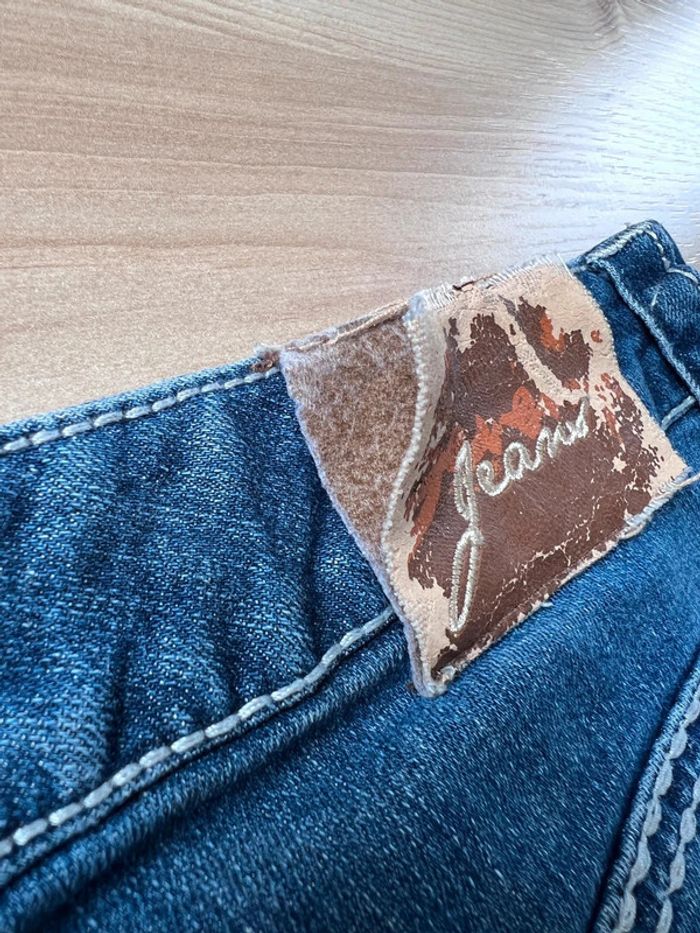 Short en jean vintage femme L/XL – bleu foncé brodé - photo numéro 9