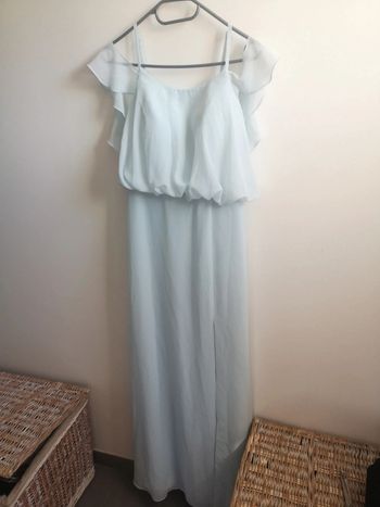 Robe longue de cérémonie bleu clair brume