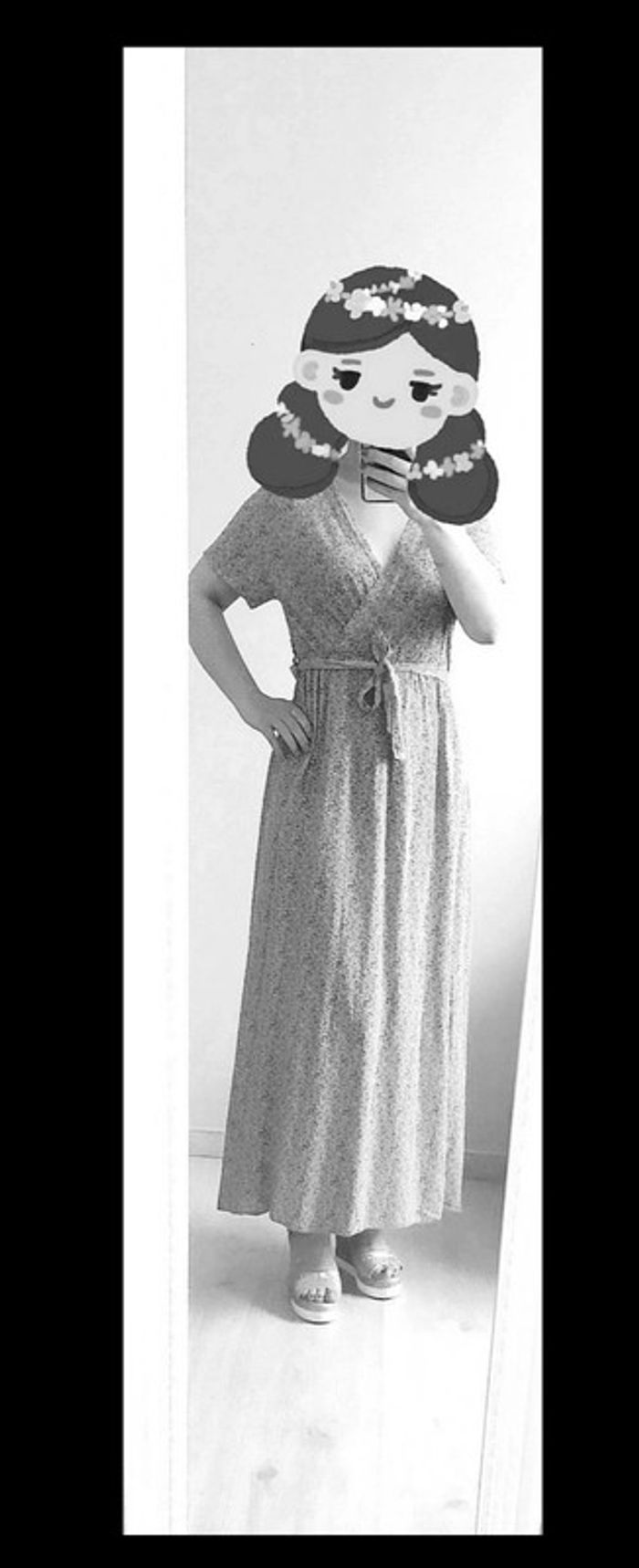 Robe longue grossesse maternité col V avec ceinture, tissu fluide liberty petites fleurs - photo numéro 4