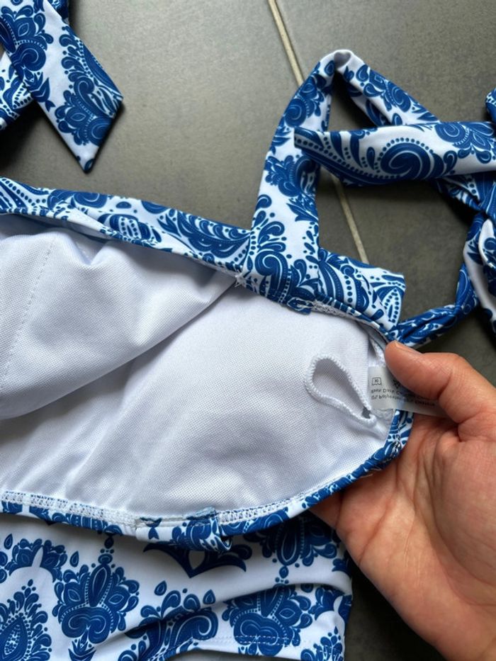 Maillot de bain 1 pièce bleue blanc femme - photo numéro 3