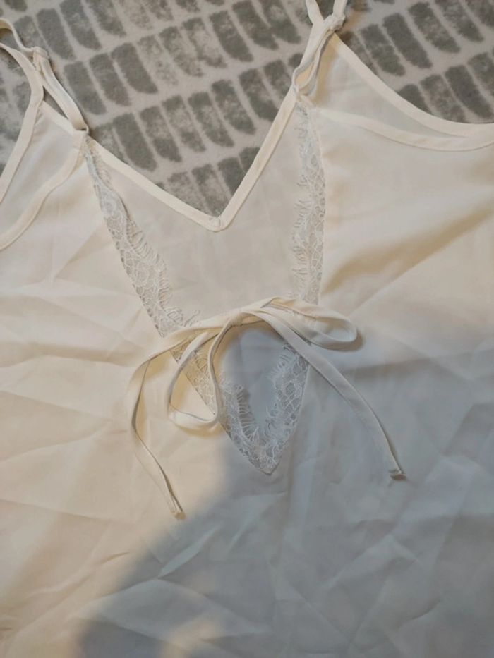 Débardeur large ample fluide dentelle dos écru taille 36 - photo numéro 2