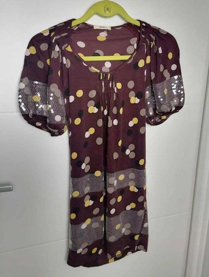 Robe d'été pois bordeaux mauve pois sequins Taille L Kenzo - photo numéro 6