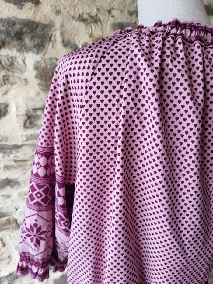 Blouse manches courtes mauve violet motifs cœurs Blancheporte Taille 54 - photo numéro 8