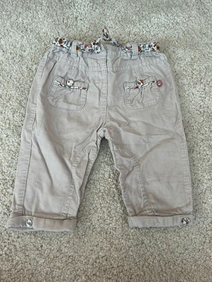 Pantalon en velours beige fille - sergent major - 9 mois
