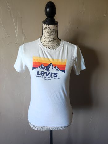 Tee shirt blanc imprimé montagne sunset orange Levi's taille 12 ans