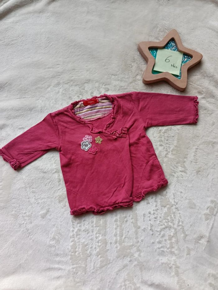 Gilet croisé rose 6 mois Tissaia