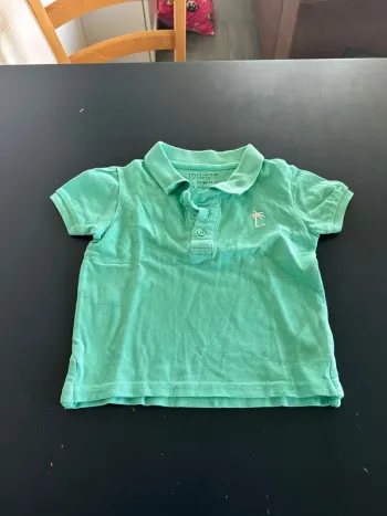 T shirt polo vert turquoise taille 12/18 mois 86 cm