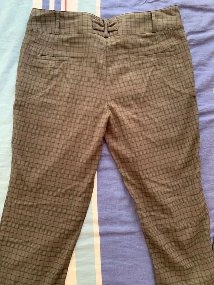 Lot de 2 pantalons habillés gris un à rayures / un à carreaux - photo numéro 3