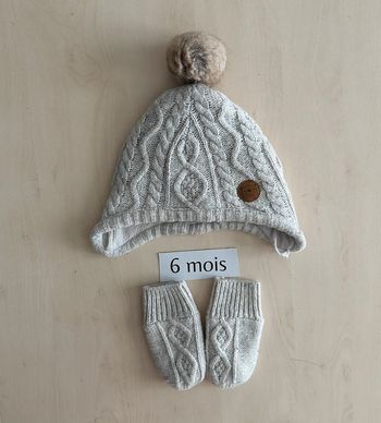 Bonnet et moufle h&m  taille 3-6 mois 68 cm
