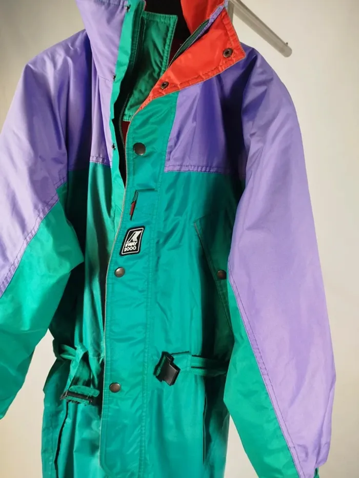 Combinaison ski K-way Polaire amovible Vintage Kway 90 Combi Snowboard vert violet M/L - A831 - photo numéro 4
