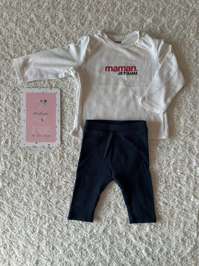 Ensemble t-shirt legging mixte Kiabi obaibi 3/6 mois - photo numéro 2