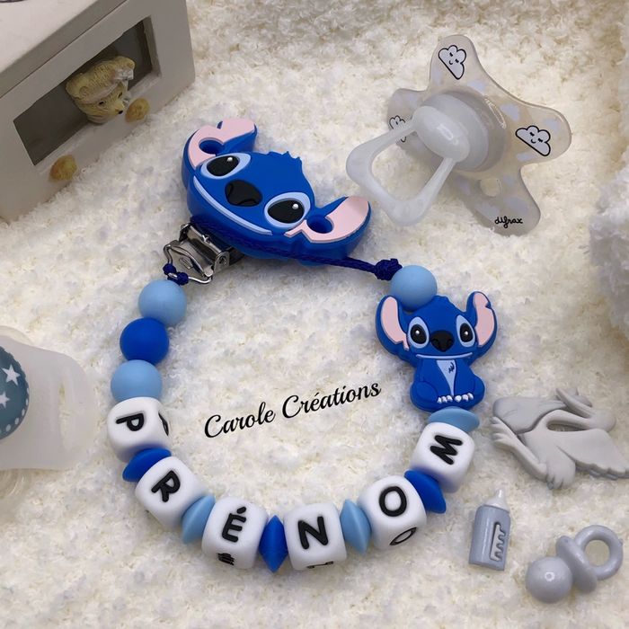 Attache tétine personnalisée stitch en silicone