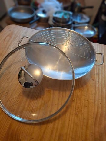 Wok inox 18-10 WMF Macao 36cm + couvercle et grille