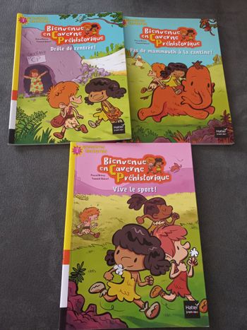 Lot 3 livres hatier jeunesse cp bienvenue en caverne préhistorique 