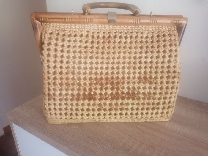 Sac vintage raphia naturel et bambou - photo numéro 3