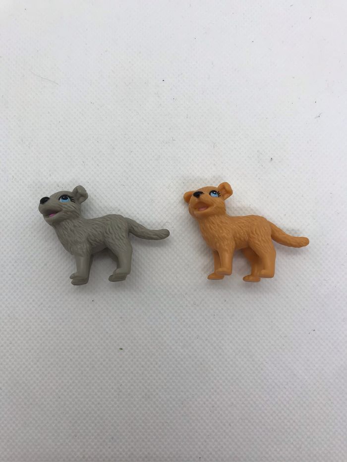 Lot 2 chiens chiots vintage Fischer Price Sweetstreets gris marron yeux bleus - photo numéro 2