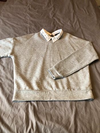 Sweat/pull col gris clair avec strass - Jennyfer - taille S