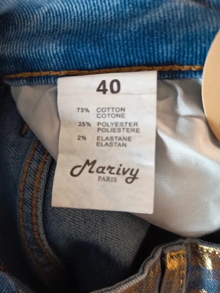 Jean enduit, métallique doré Marivy Denim coupe bootcut (A273) - photo numéro 7