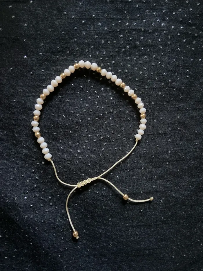 Bracelet pierre cristal beige - photo numéro 2