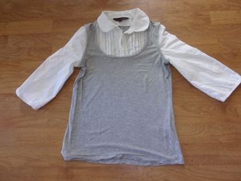 Chemise EST ELLE COLLECTION blanche et grise taille M TBE