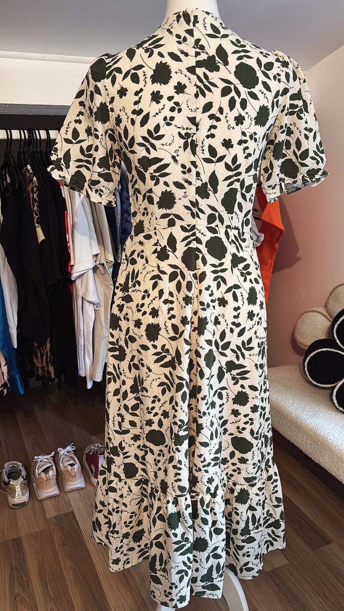 Robe longue motif feuilles manches bouffantes GTW Urban T38 - photo numéro 3