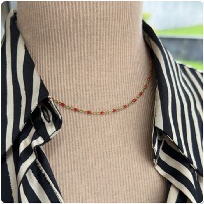 Collier perles résine email or acier - Ateliersdisa collection - photo numéro 8