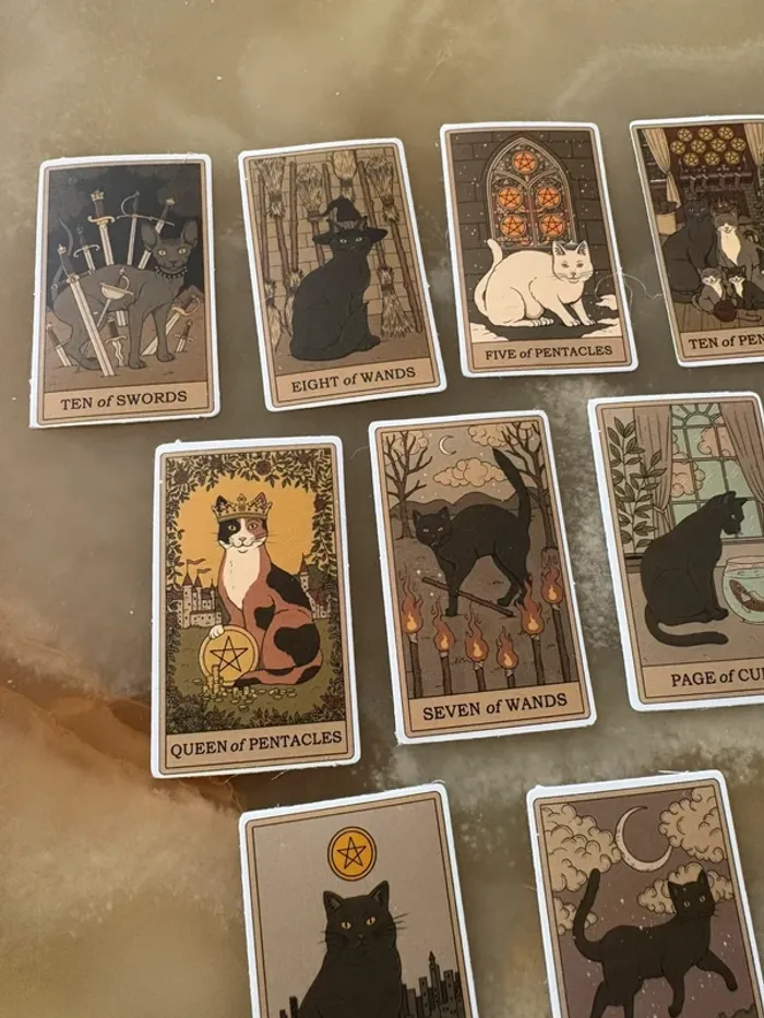 Stickers autocollants thème carte de tarot chats - photo numéro 2