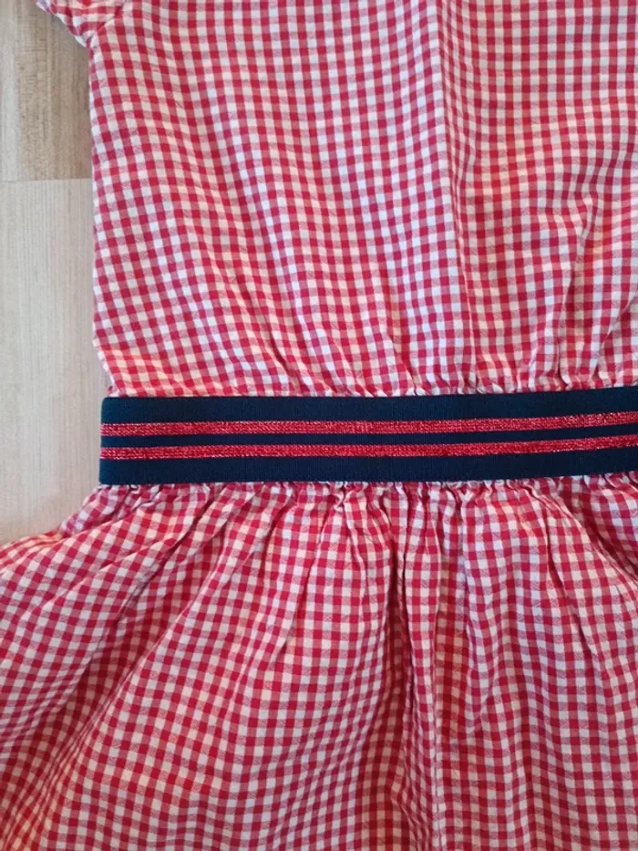 Robe manche courte galerie Lafayette 5 ans paris rouge carreaux paillettes - photo numéro 5