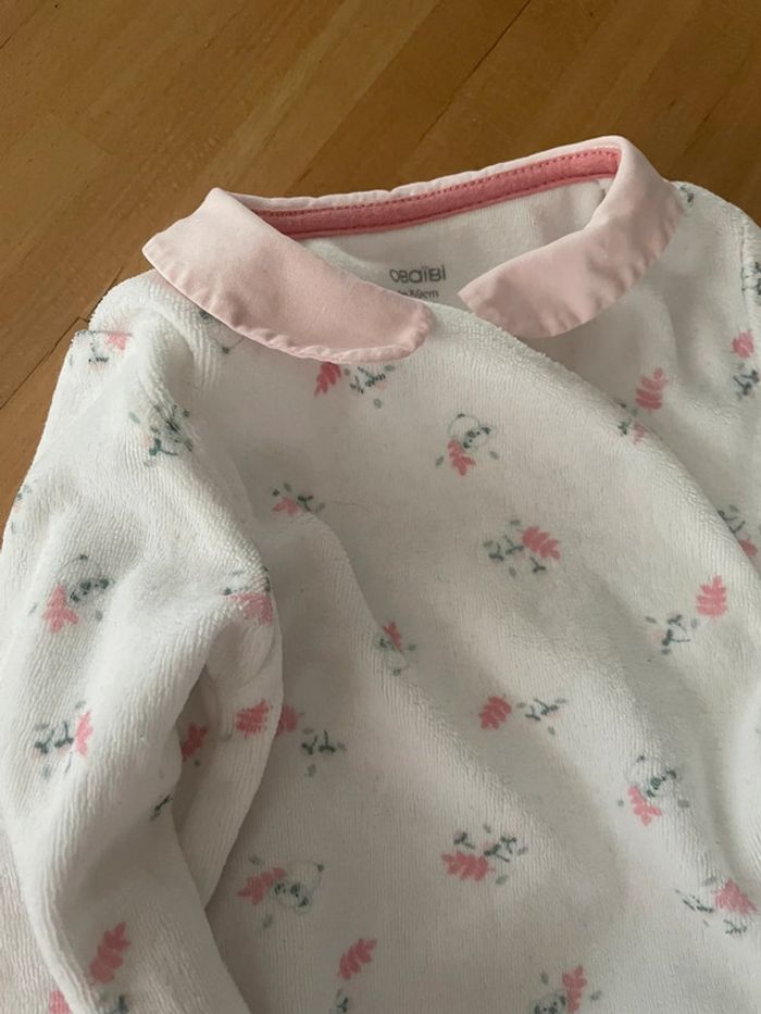 Pyjama velours obaïbi fleuris 3 mois - photo numéro 3