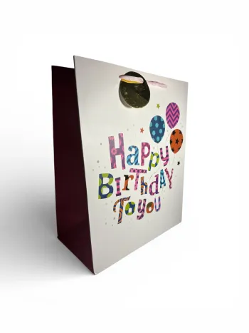 Sac cadeau « Joyeux anniversaire à toi » motif ballons 32 x 26,5 x 14 cm neuf