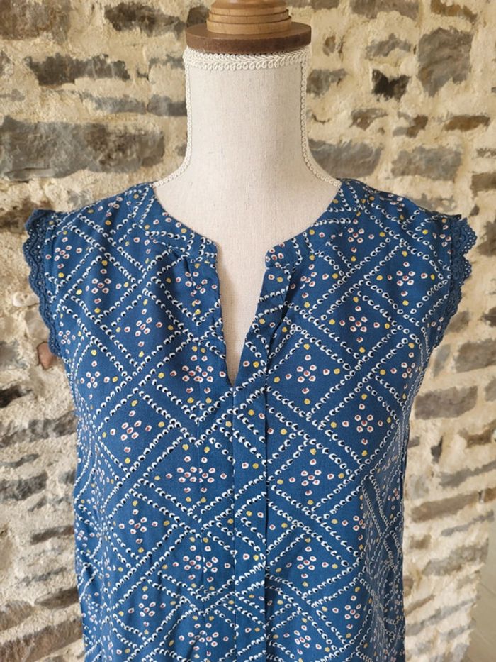 Blouse débardeur à motifs bleu pétrole et doré Only Taille S ou 36 - photo numéro 2