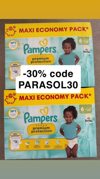 140 couches taille 6 Pampers premium protection.