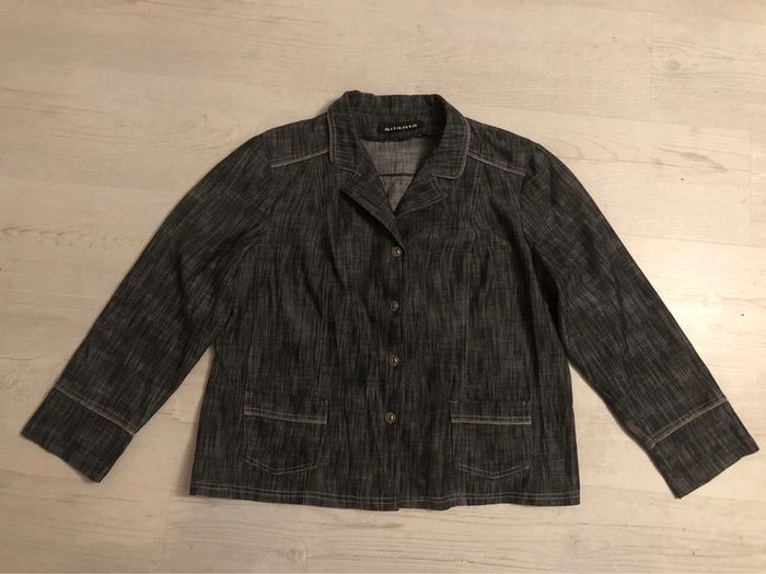 AN20- Tailleur veste+jupe longue bleu jean T44-46 - photo numéro 11