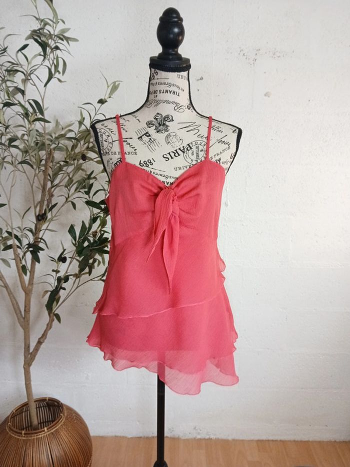 đ Superbe dĂ©bardeur rose fuchsia â Pastille menthe â Taille 40 â TrĂšs bon Ă©tat - photo numĂ©ro 2