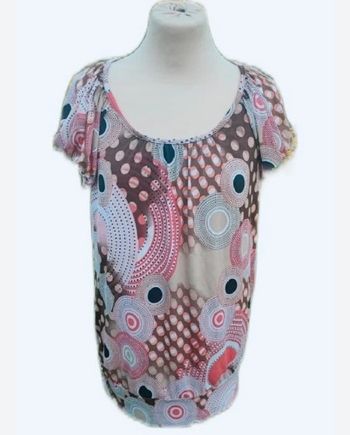 🧡blouse manche courte blanc orange vintage renato béné t s 36 m 38 extensible