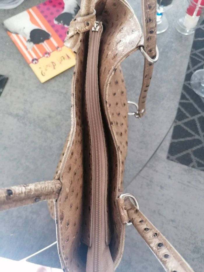 Sac à main imitation autruche marron clair - photo numéro 3