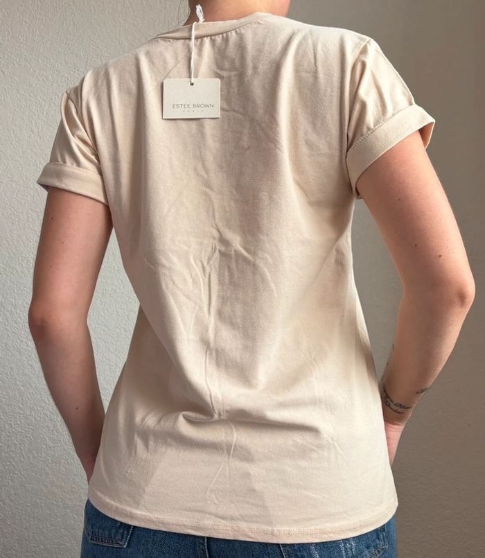 T-shirt femme beige motif arty œil bouche neuf taille unique Estee Brown Paris - photo numéro 2